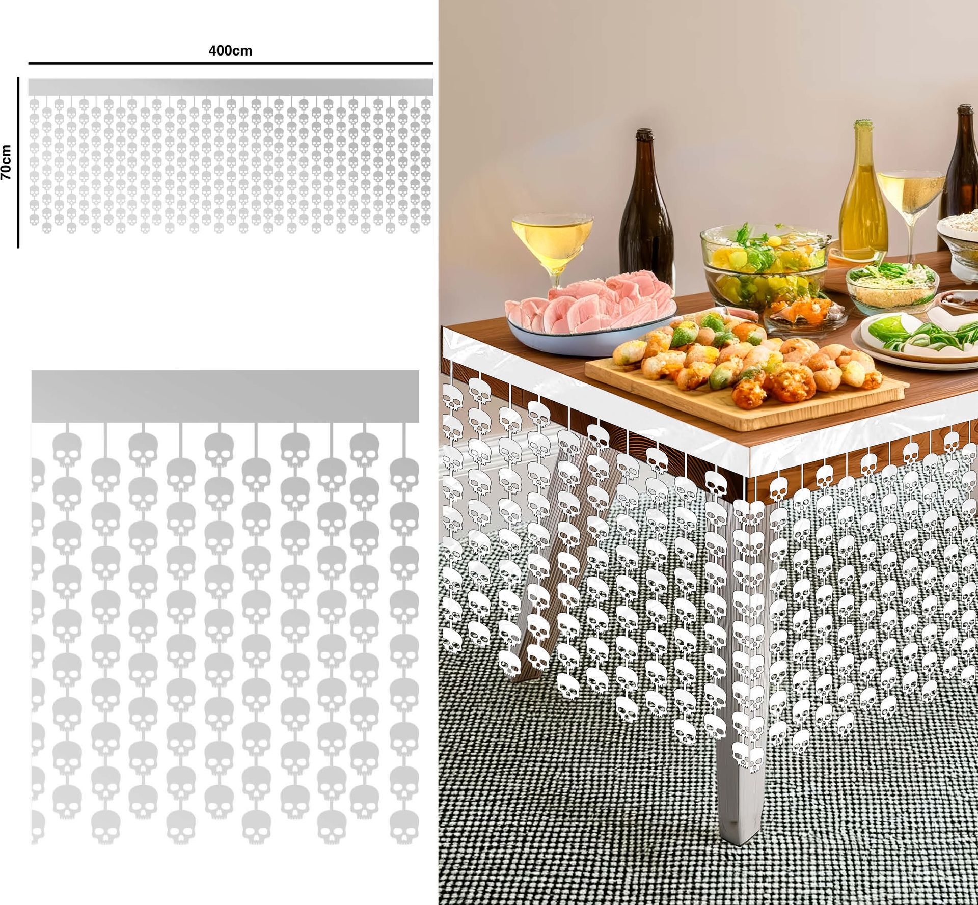 Witte Doodskoppen Tafelrok