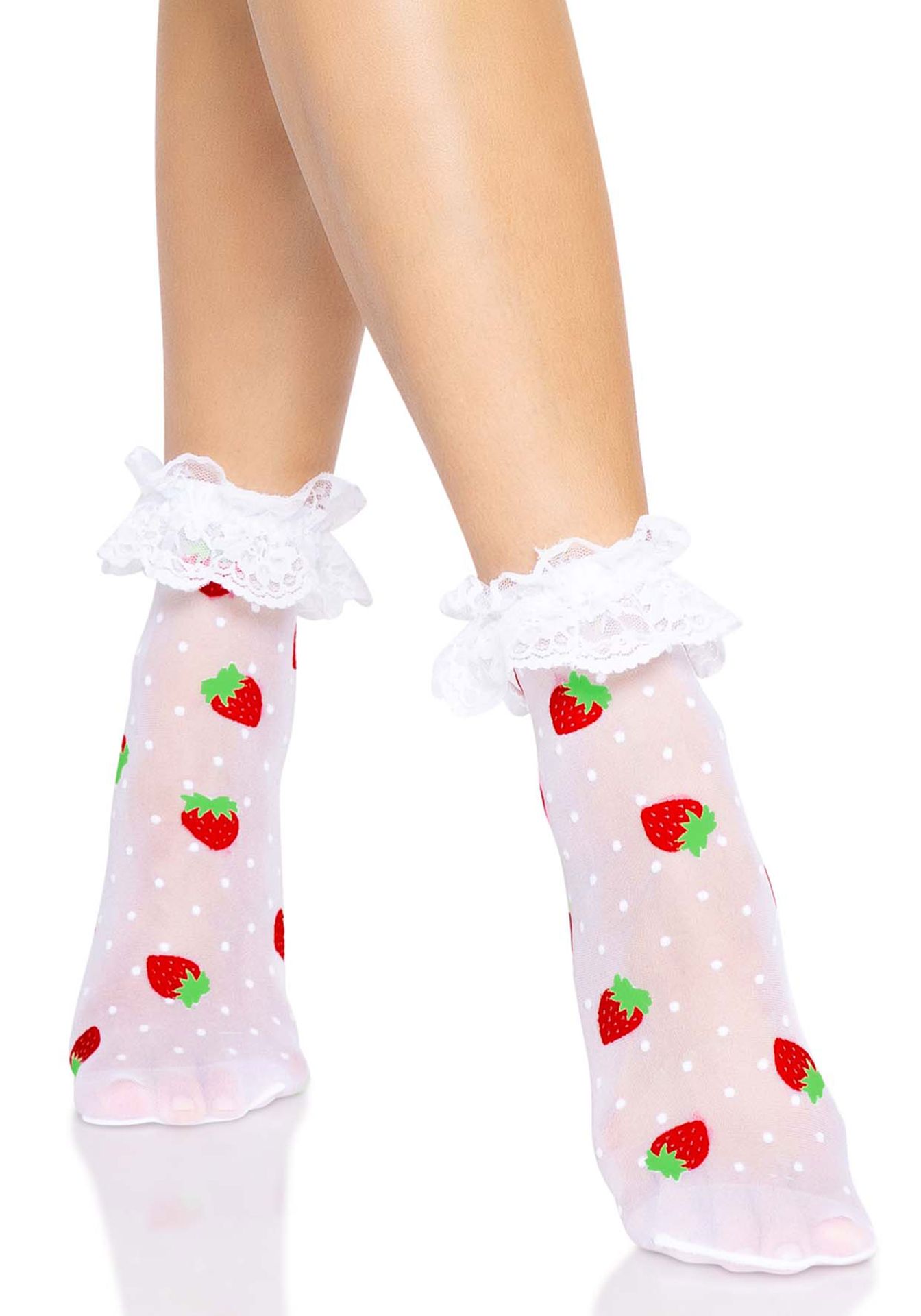 Witte Enkelsokjes met Aardbeien