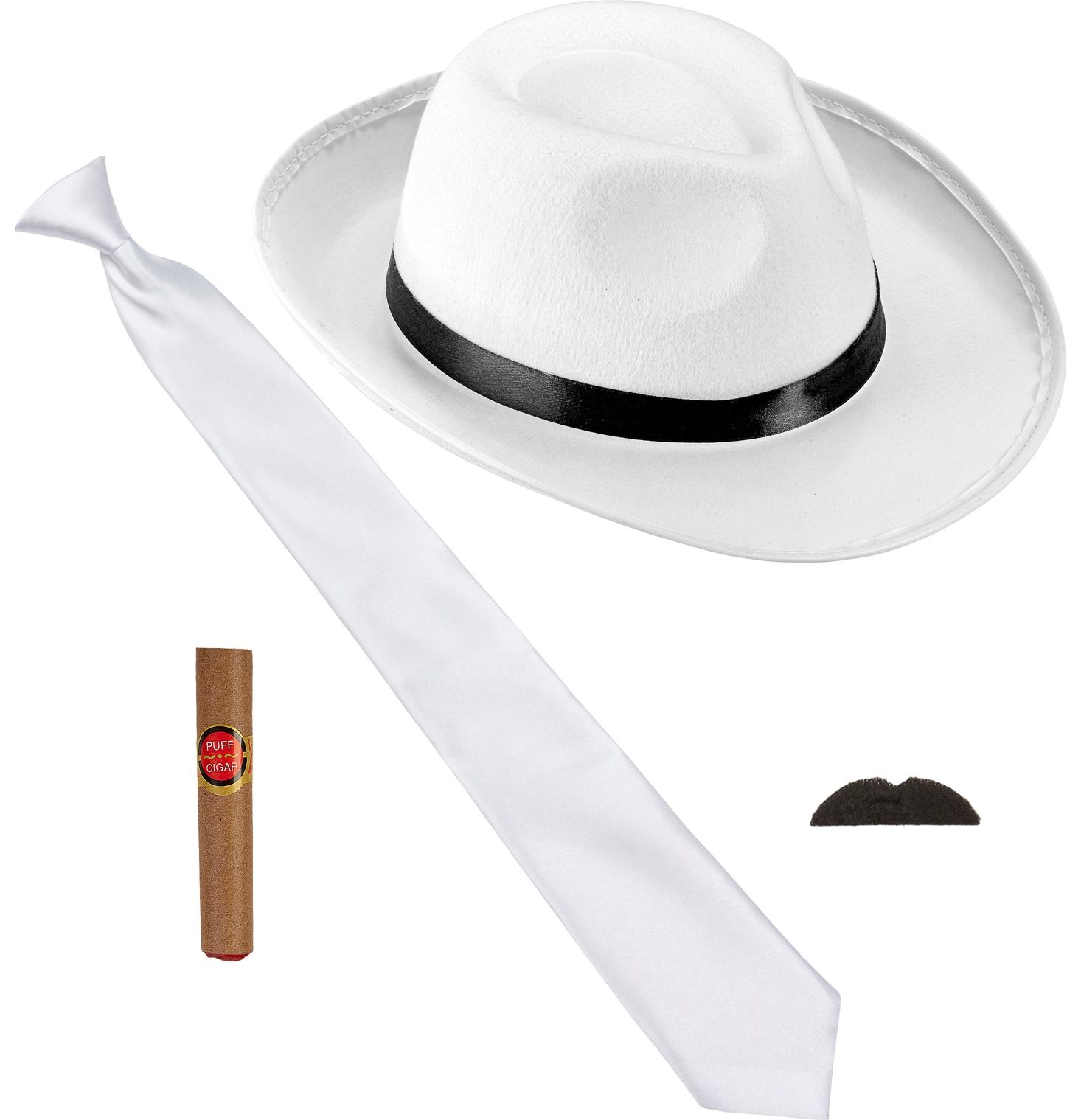 Witte Gangster Retro Accessoire Setje