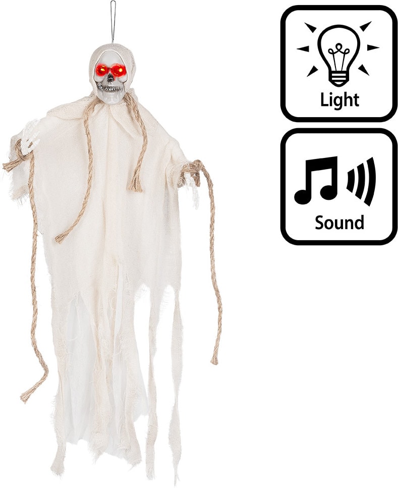 Witte Geest Hangdecoratie Pop Licht Geluid Beweging Halloween