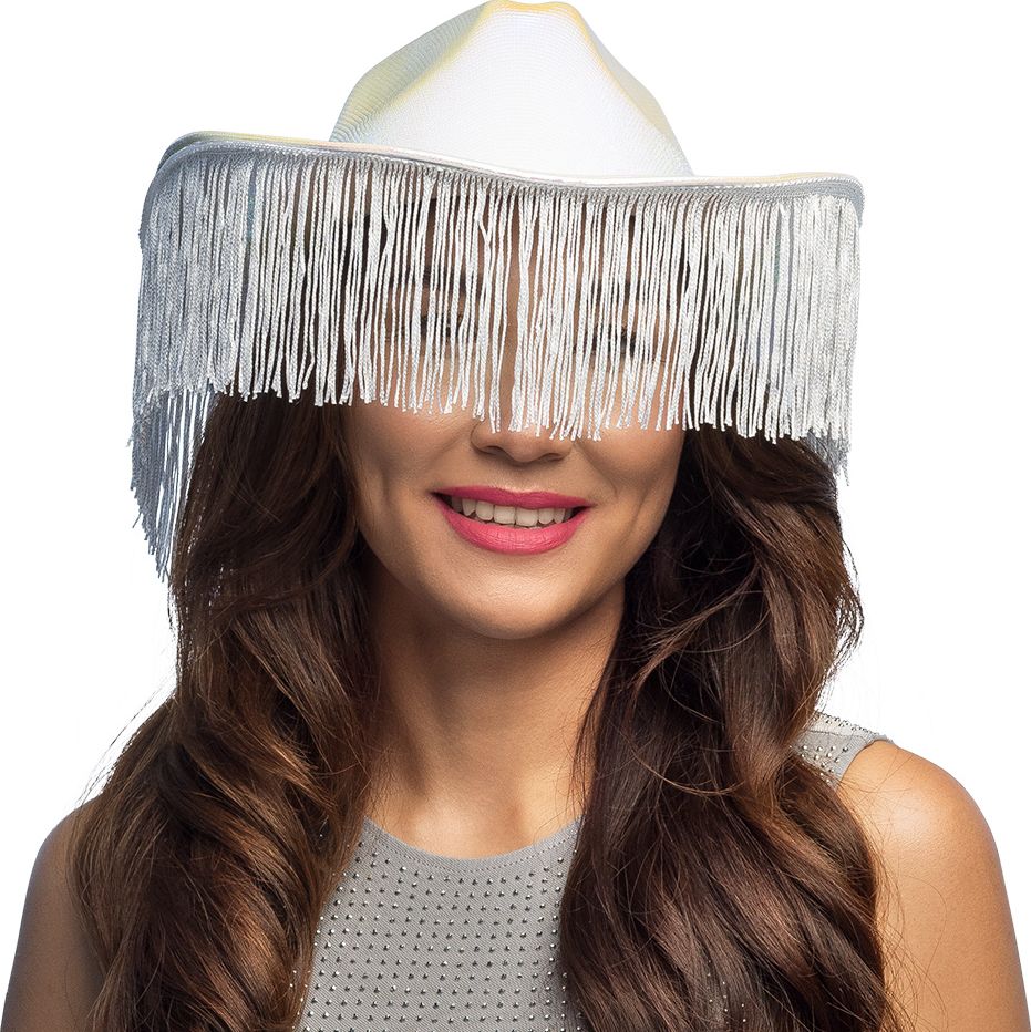 Witte Gerafelde Cowboyhoed Vrijgezellenfeest