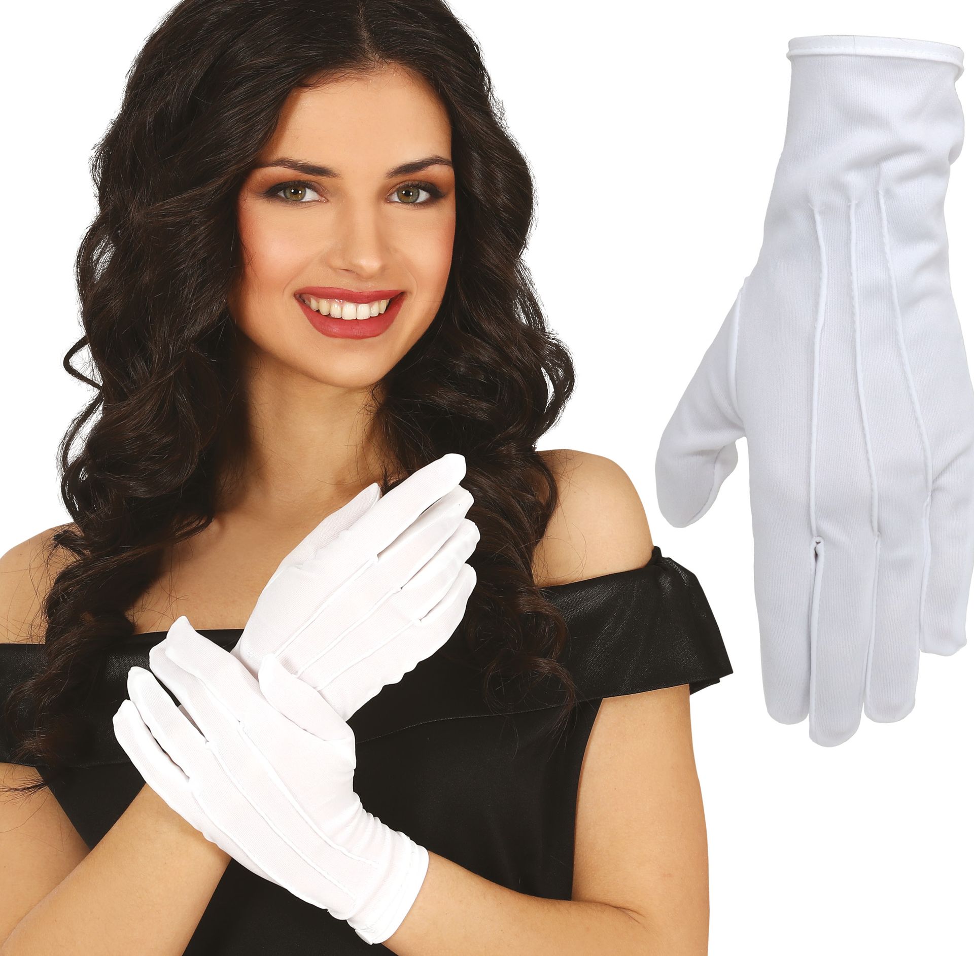 Witte Handschoenen Carnaval met Knoop