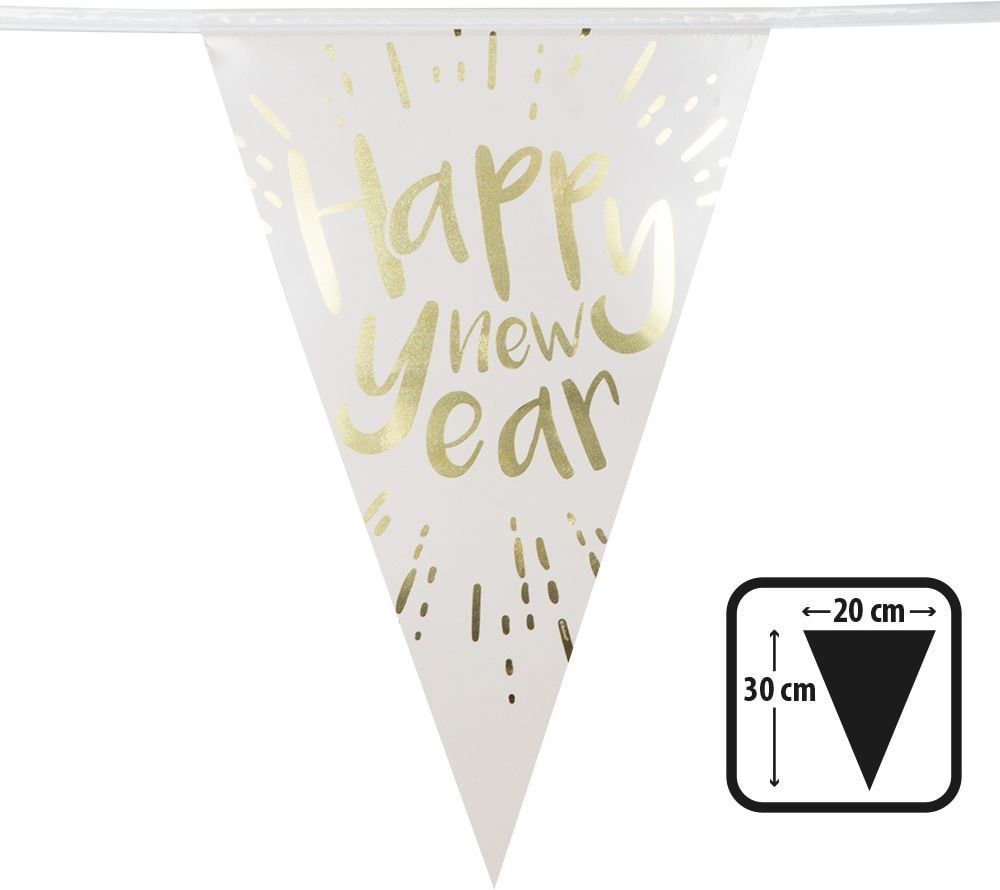 Witte happy new year vlaggenlijn