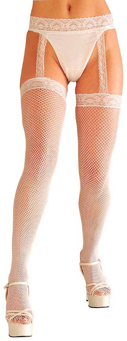 Witte Hoge Visnet Kousen