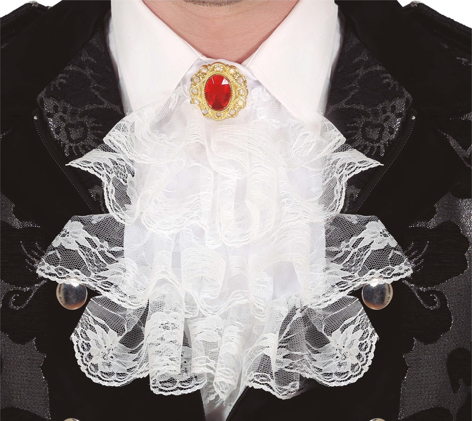 Witte Kanten Jabot Kraag