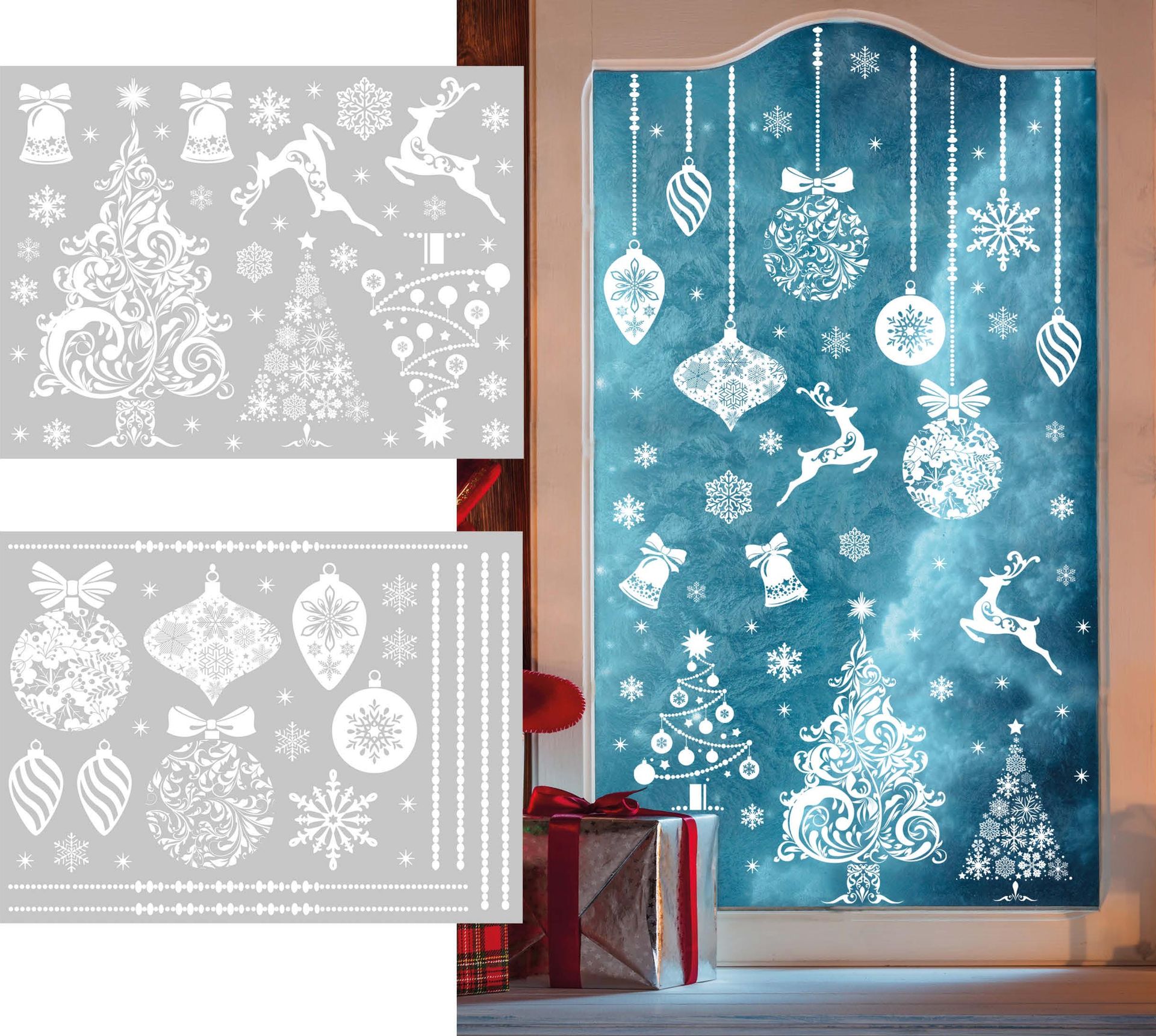 Witte Kerst Statische Raamstickers