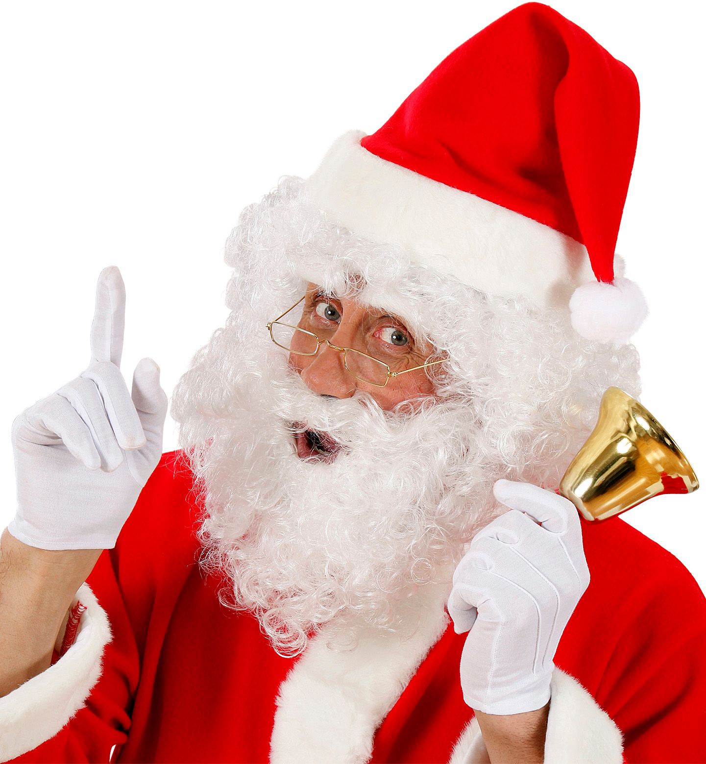 Witte Kerstman Pruik met Baard en Wenkbrauwen