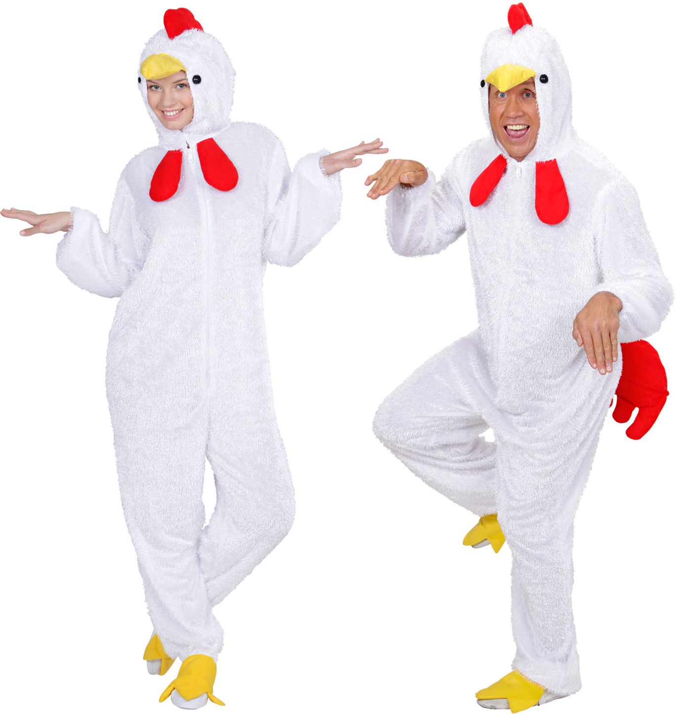 Witte Kip Jumpsuit met Dierenmasker