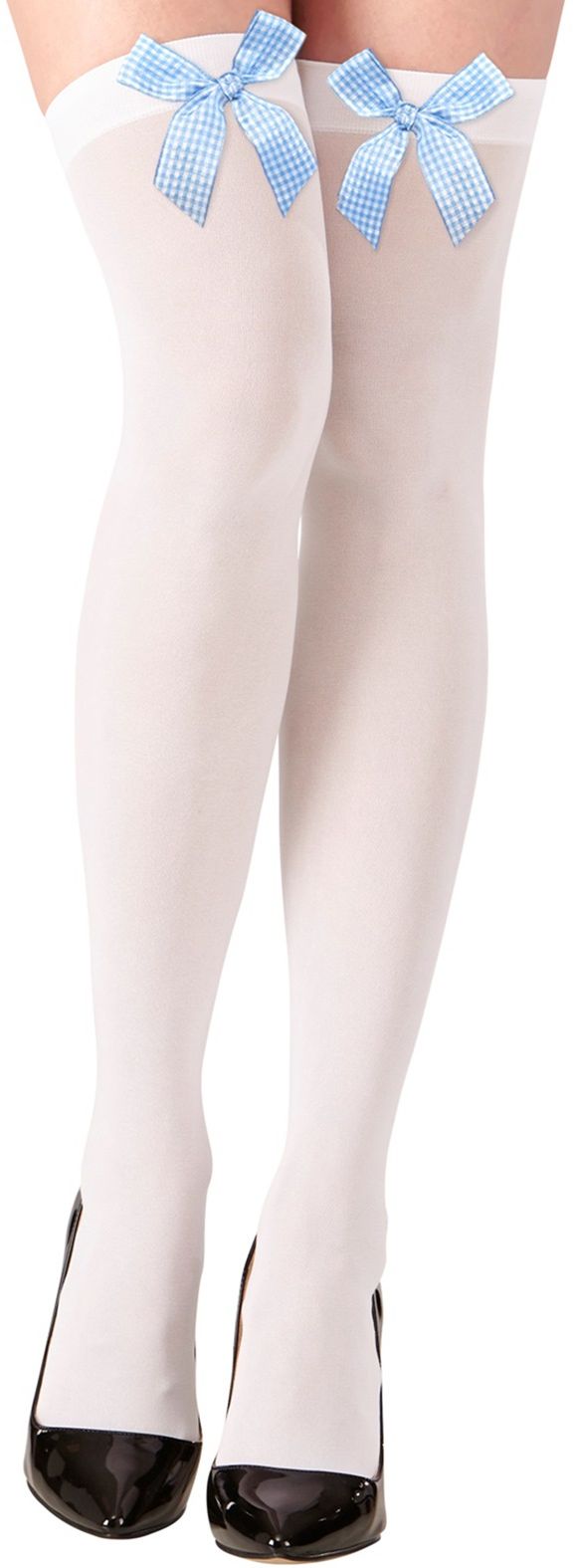 Witte Kousen met Blauwe Strik