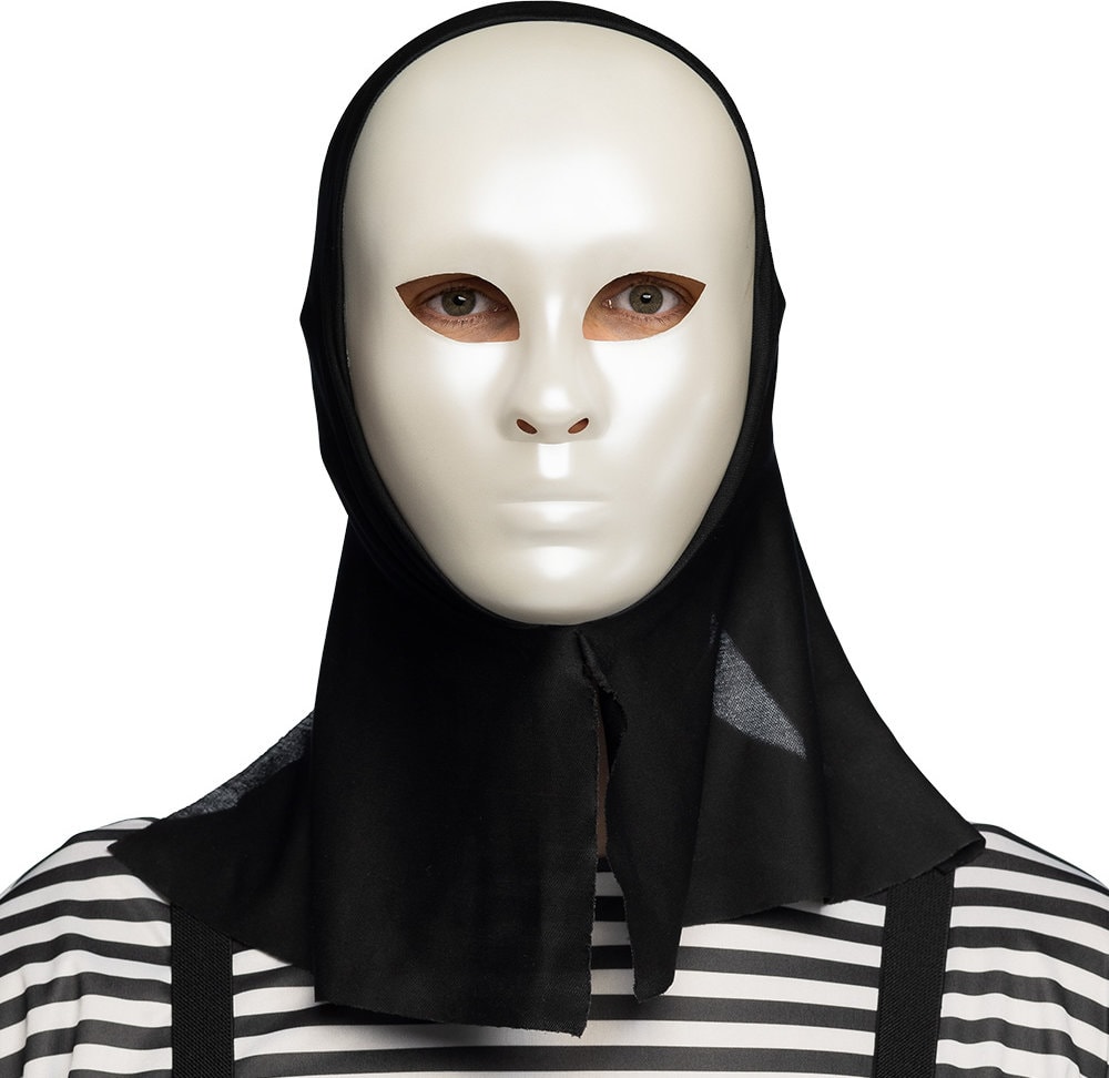 Witte Mime Masker met Kap