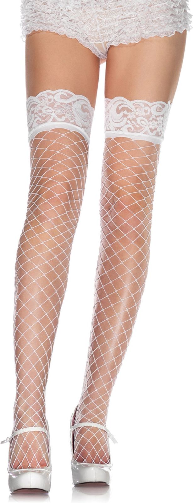 Witte Netkousen met Kant