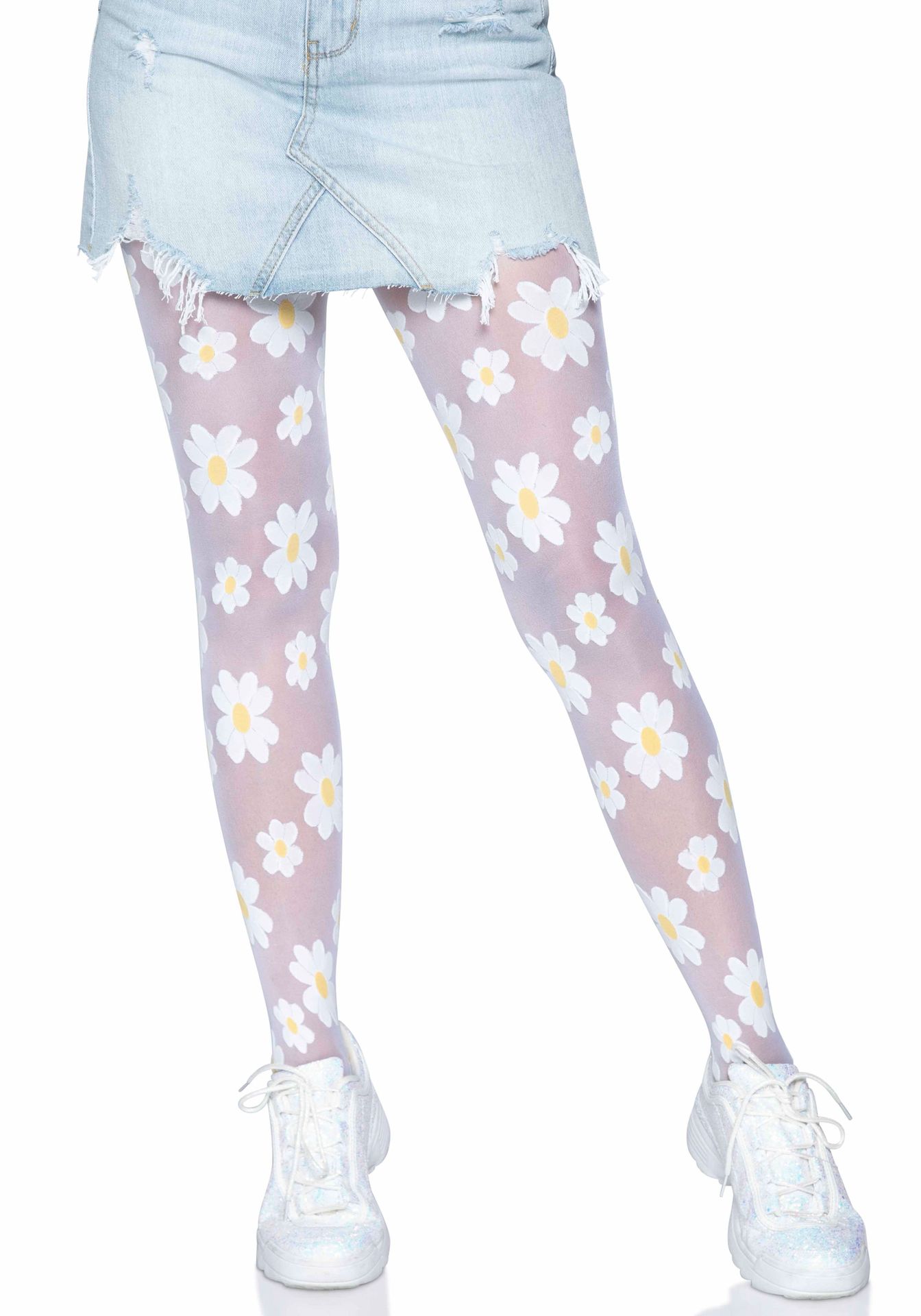 Witte Panty met Hippie Bloemen