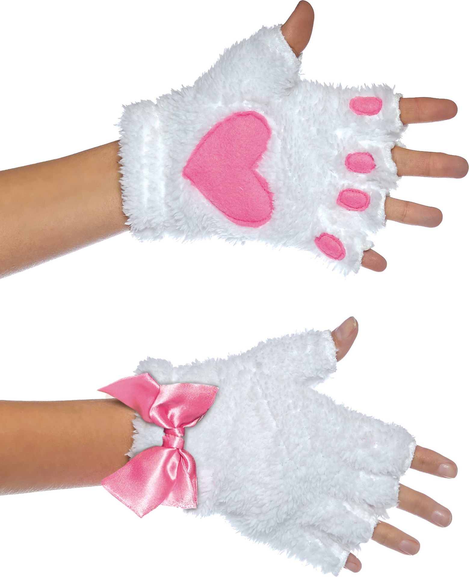 Witte pluche vingerloze handschoen