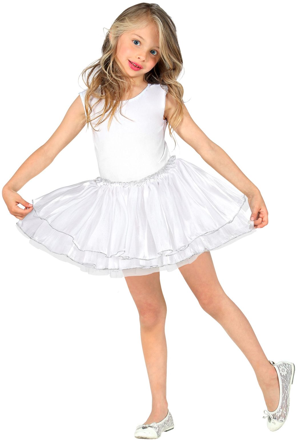 Witte Satijnen Tutu met Tule