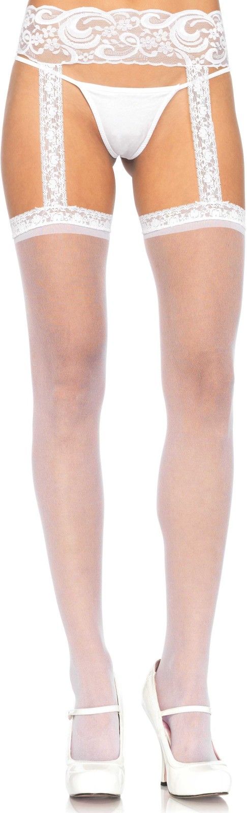 Witte Transparante Kousen met Jarretelgordel