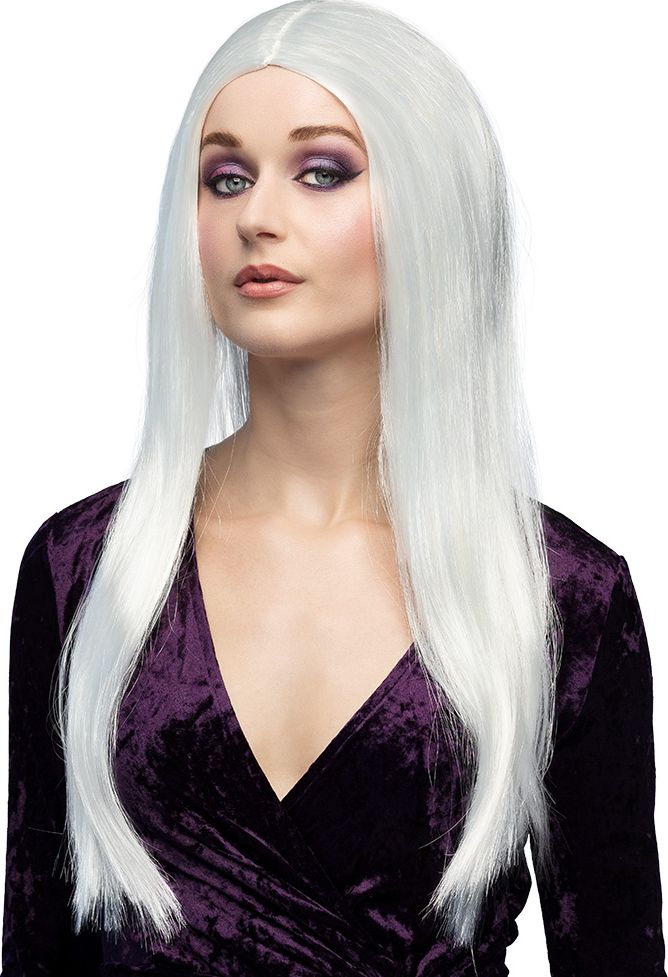 Witte Ursula Heksen Pruik Lang
