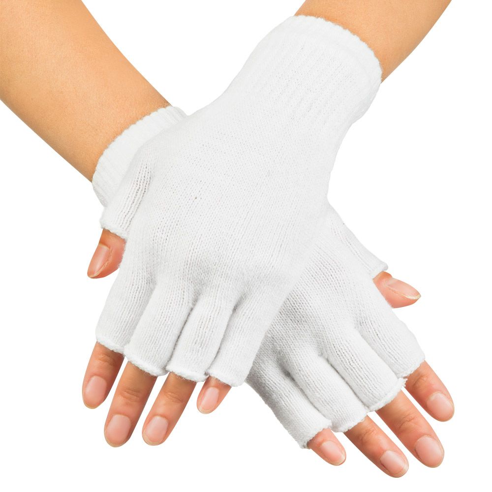 Witte vingerloze handschoenen warm