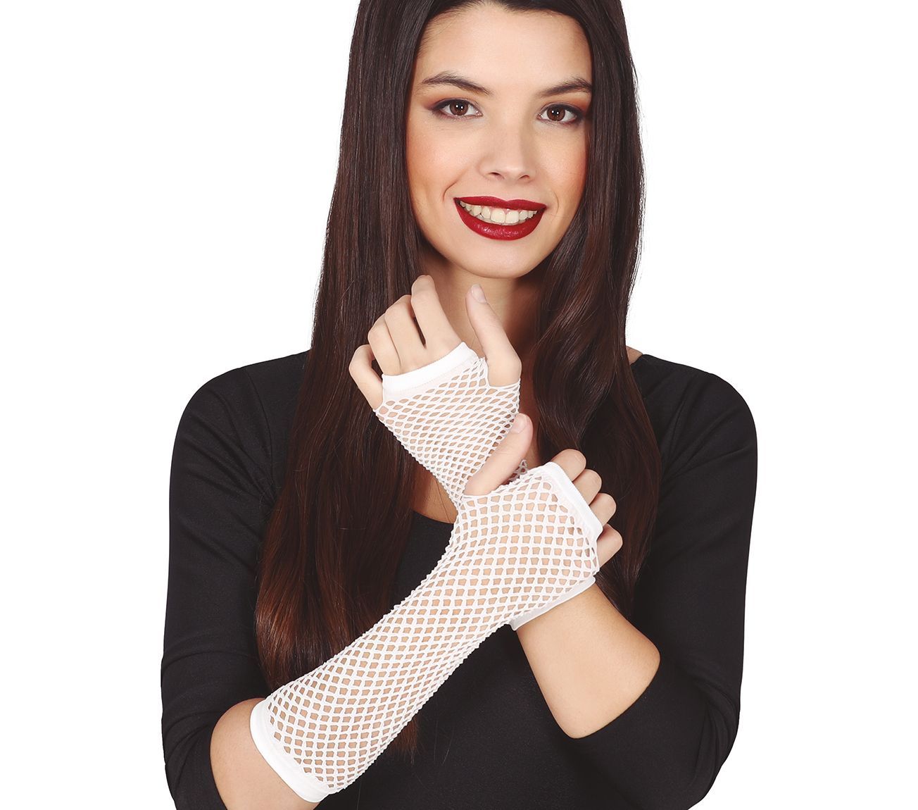 Witte vingerloze lange handschoenen