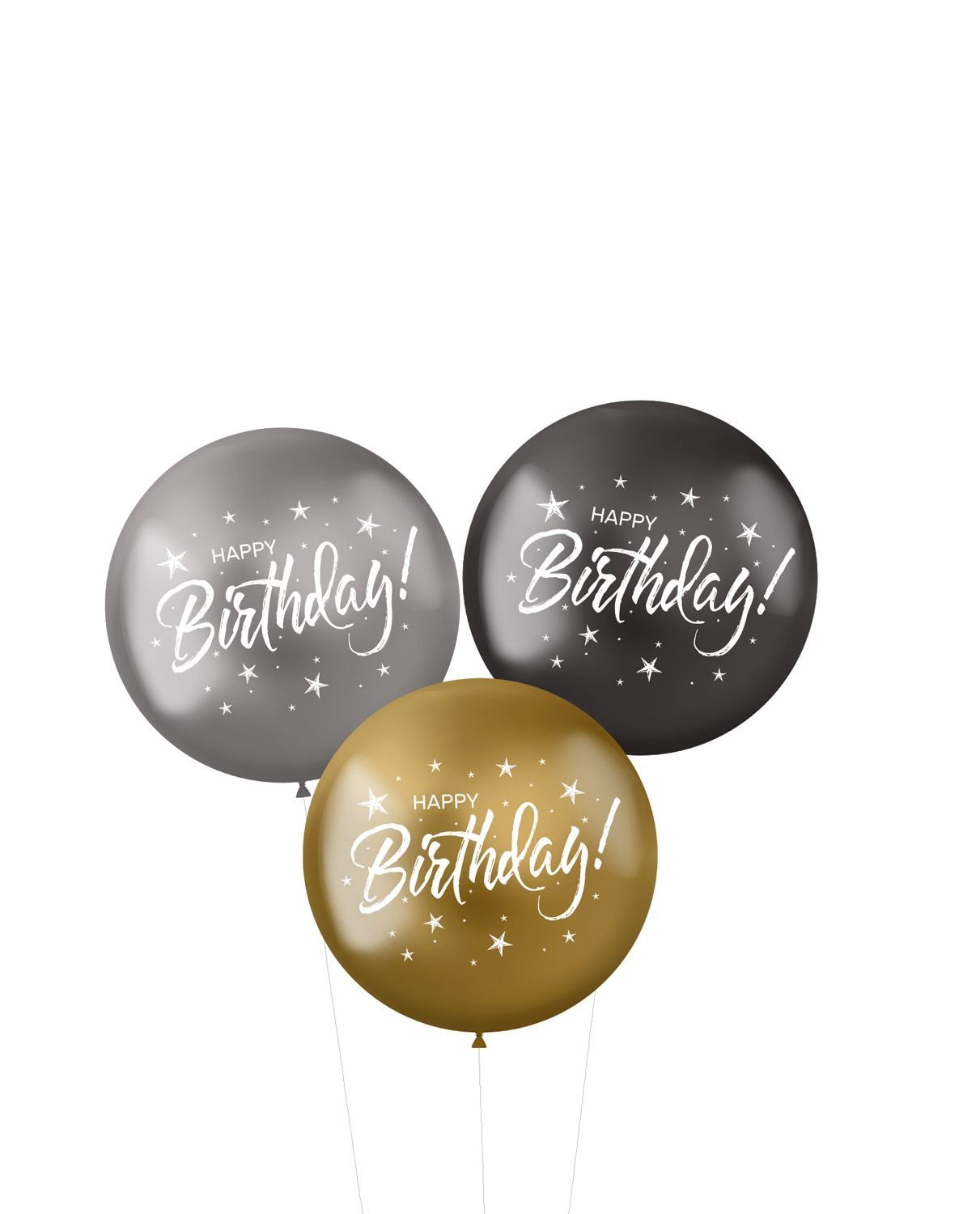 Xl Ballonnen Happy Birthday Electrum 3 Stuks