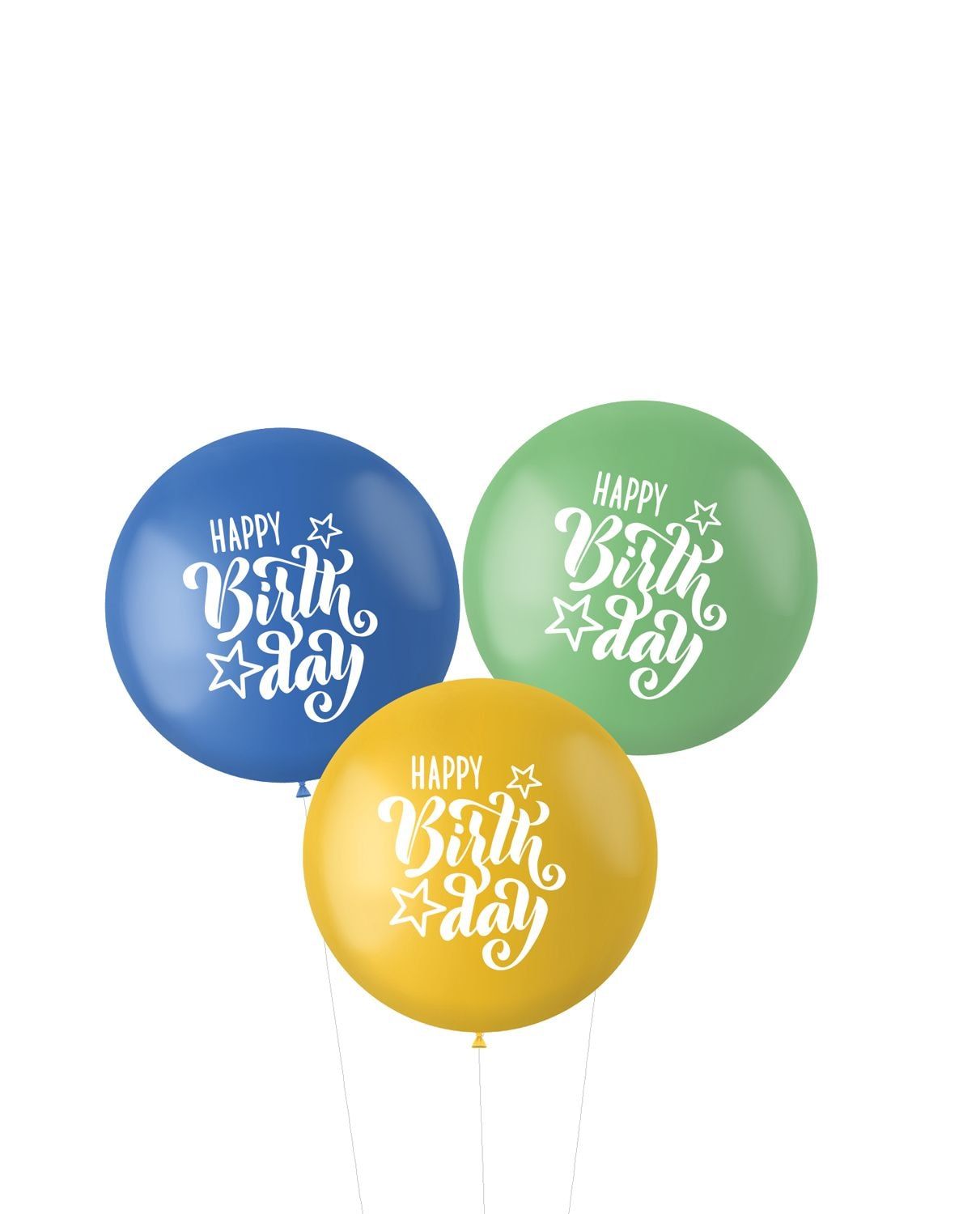 XL ballonnen happy Birthday groen blauw 3 stuks