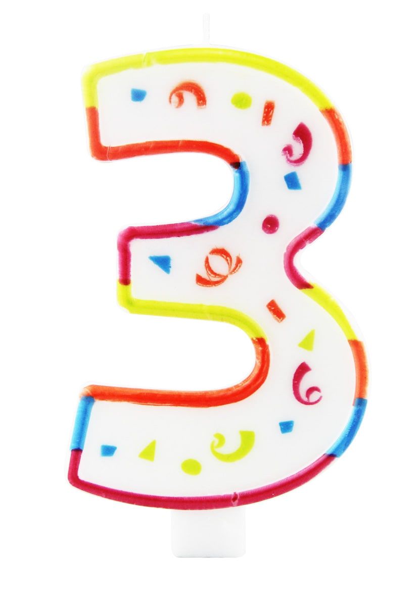 Xl Gekleurde Taartkaars 3 met Houder