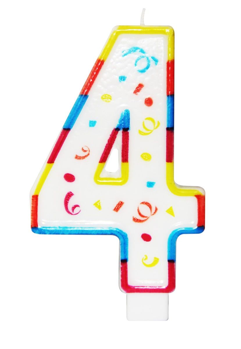 Xl Gekleurde Taartkaars 4 met Houder