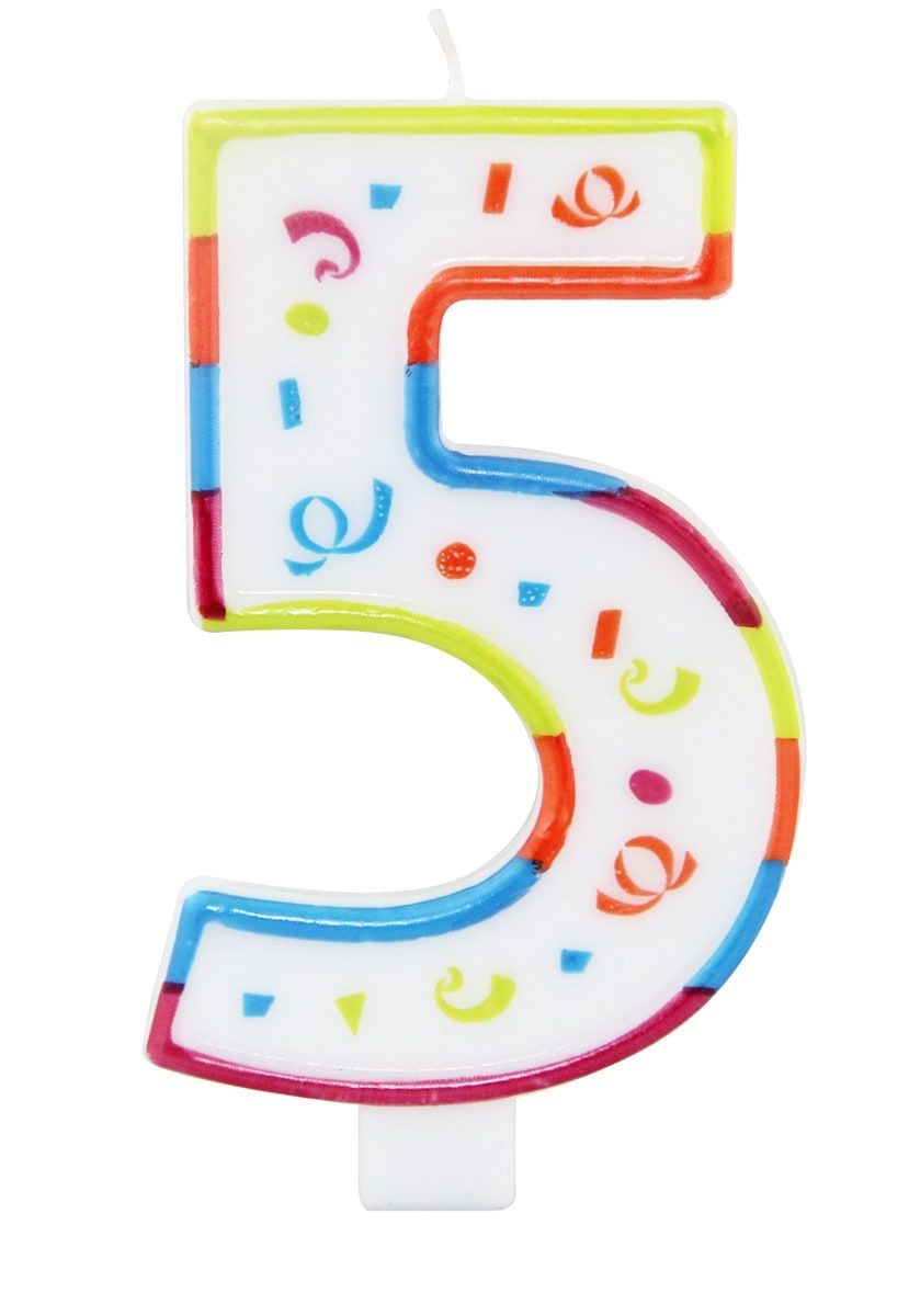 Xl Gekleurde Taartkaars 5 met Houder