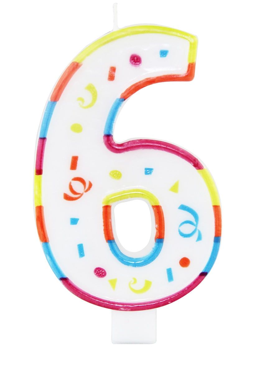 Xl Gekleurde Taartkaars 6 met Houder