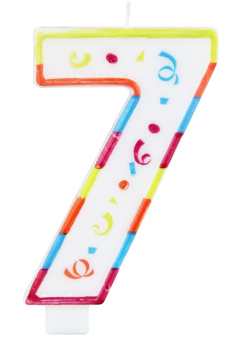 Xl Gekleurde Taartkaars 7 met Houder