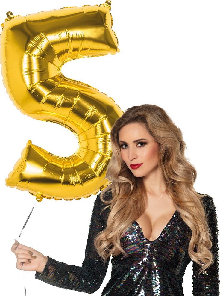 Xxl Gouden Folieballon Cijfer 5