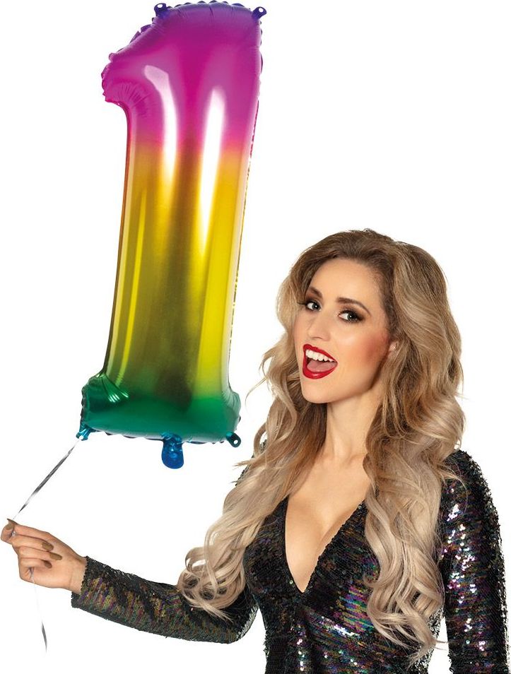 Xxl Regenboogkleurige Folieballon Cijfer 1