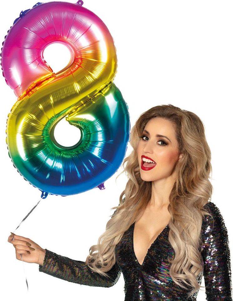 Xxl Regenboogkleurige Folieballon Cijfer 8