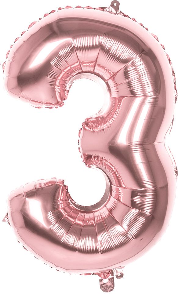 XXL rosegoud folieballon cijfer 3