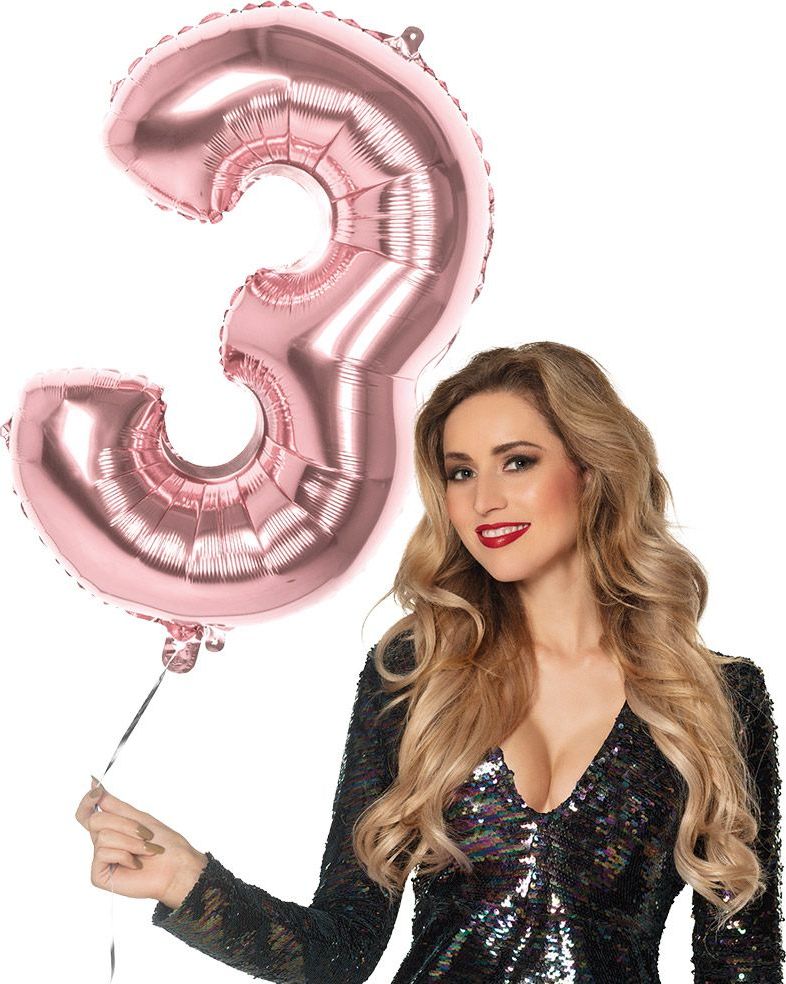 Xxl Rosegoud Folieballon Cijfer 3