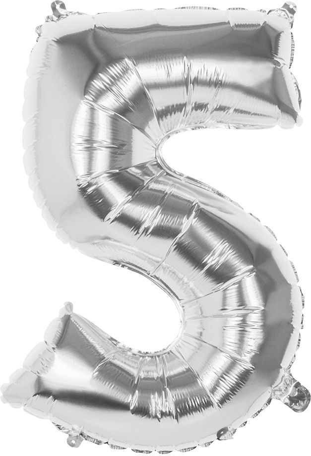 XXL zilveren folieballon cijfer 5
