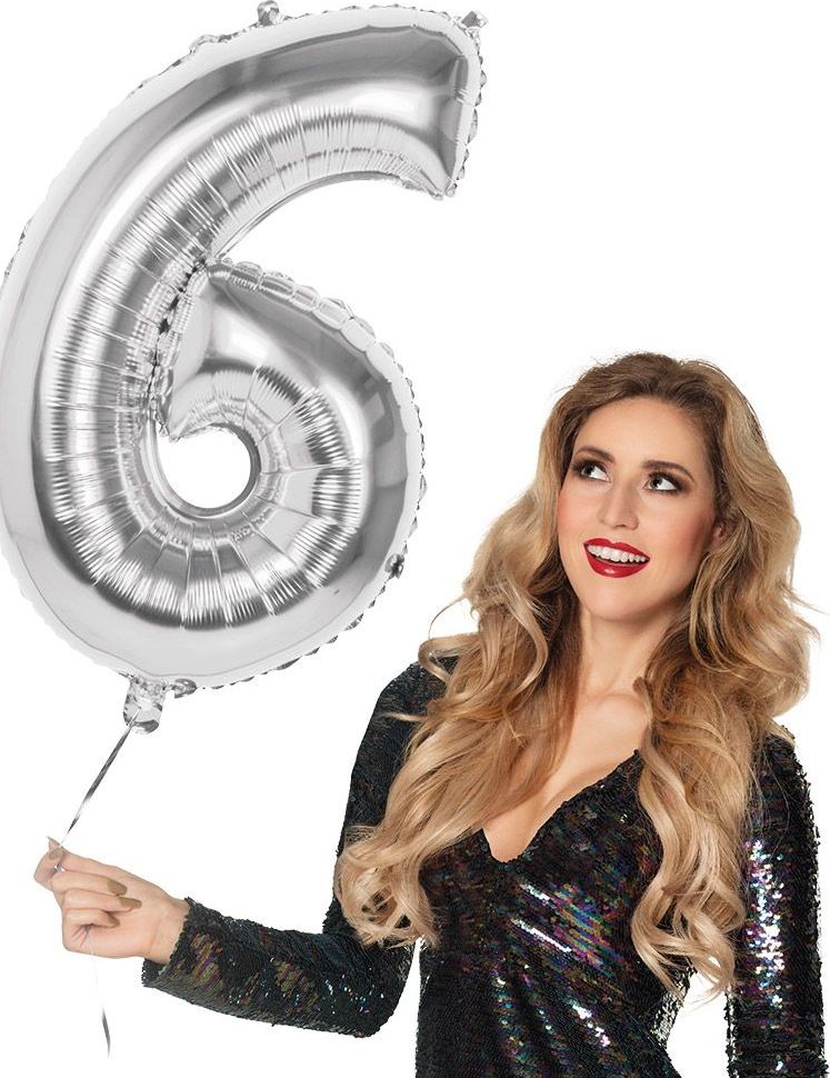 Xxl Zilveren Folieballon Cijfer 6