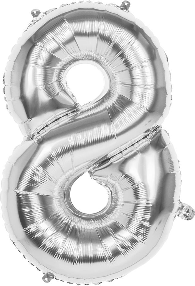 XXL zilveren folieballon cijfer 8