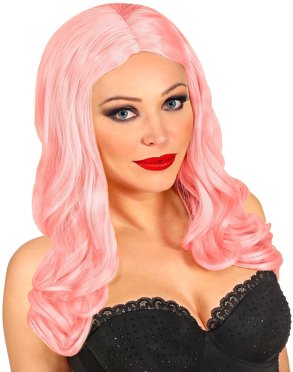 Zacht Roze Roxy Pruik