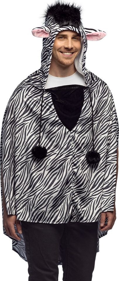 Zebra Poncho Volwassenen