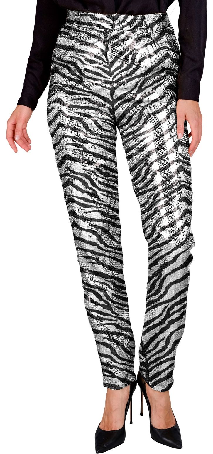 Zebraprint Pailletten Broek Dames