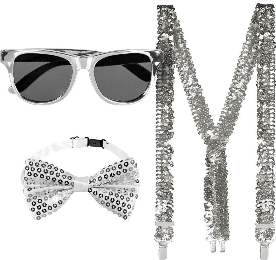 Zilver Accessoiresset Bril Strik Bretels