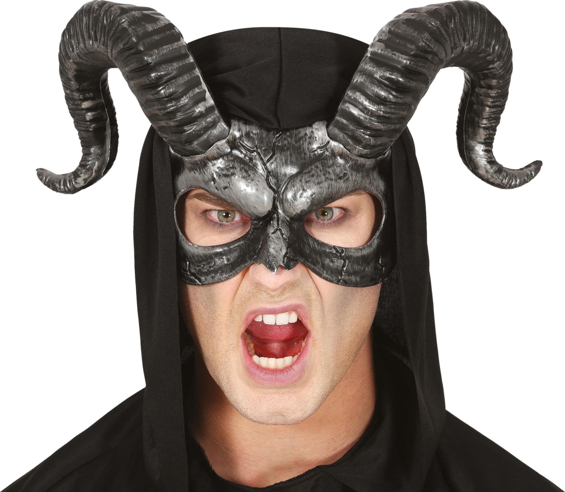Zilver Duivelshoorn Masker Halloween