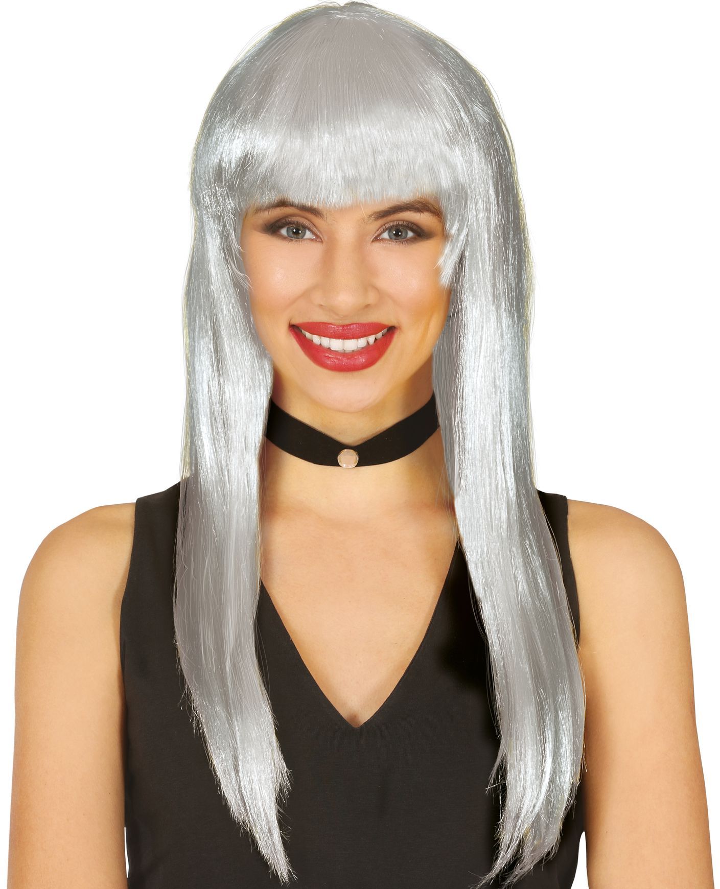 Zilver Grijze Pruik met Pony
