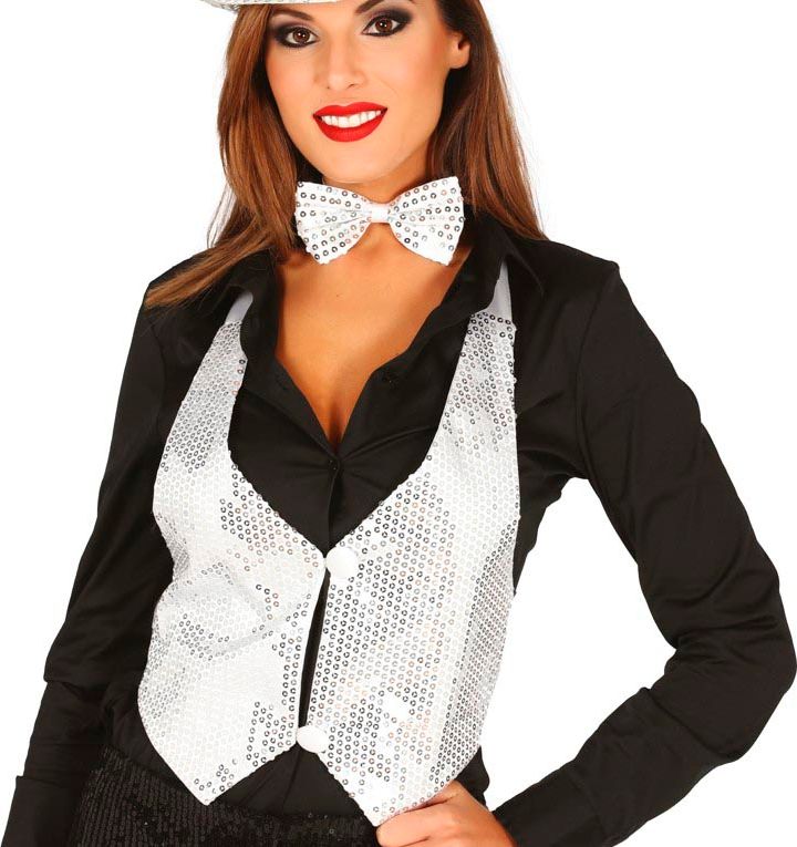 Zilver Pailletten Gilet Dames
