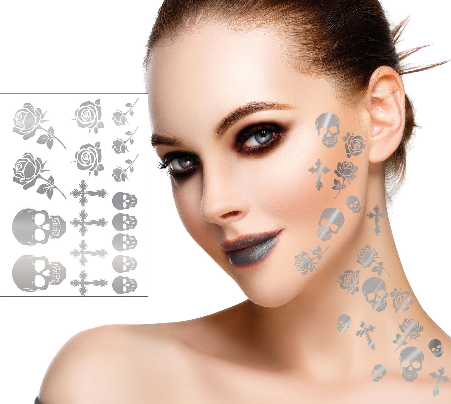 Zilver Tattoo Stickervel Gothic