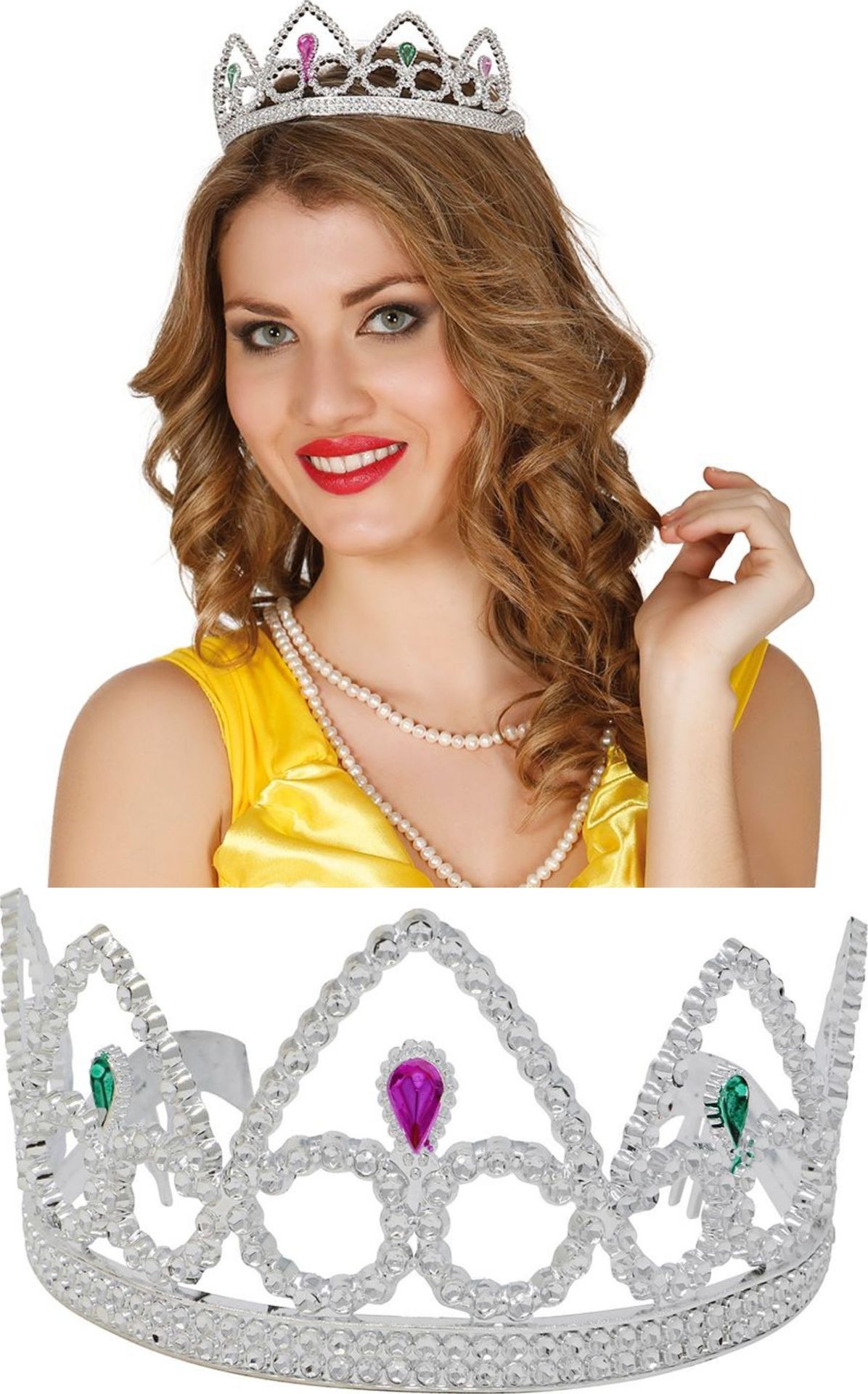 Zilver Tiara met Gekleurde Steentjes