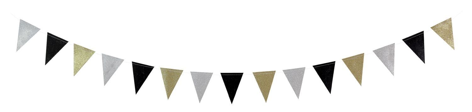 Zilver Zwart Gouden Glitter Mini Vlaggenlijn