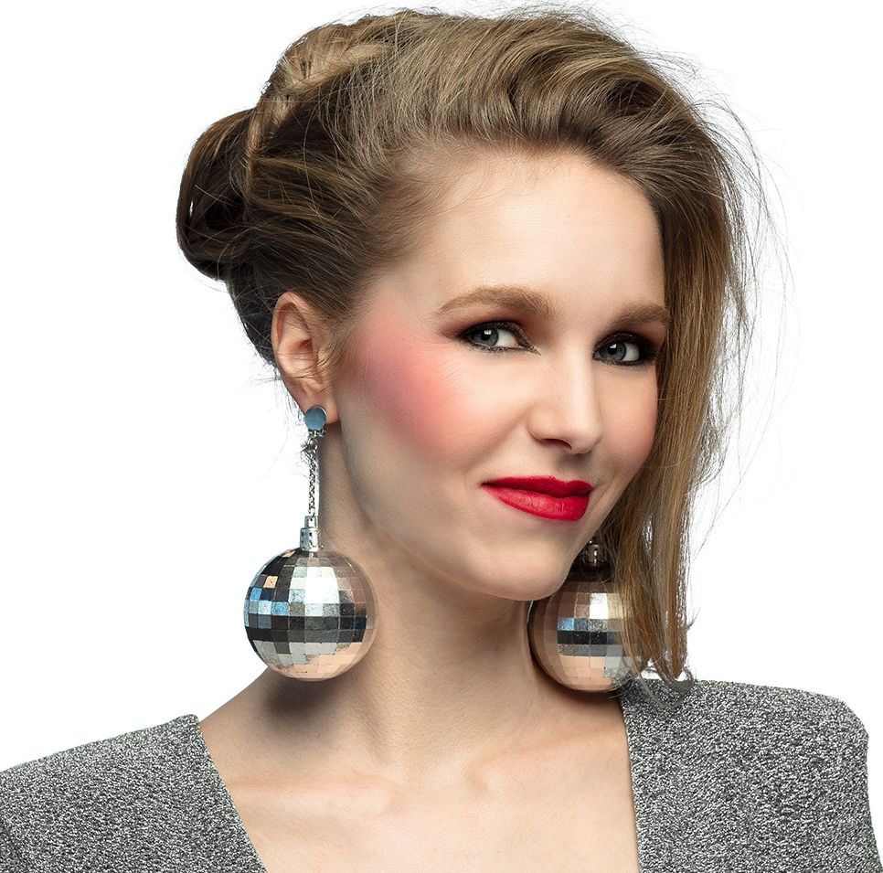 Zilveren 80's Disco Oorbellen
