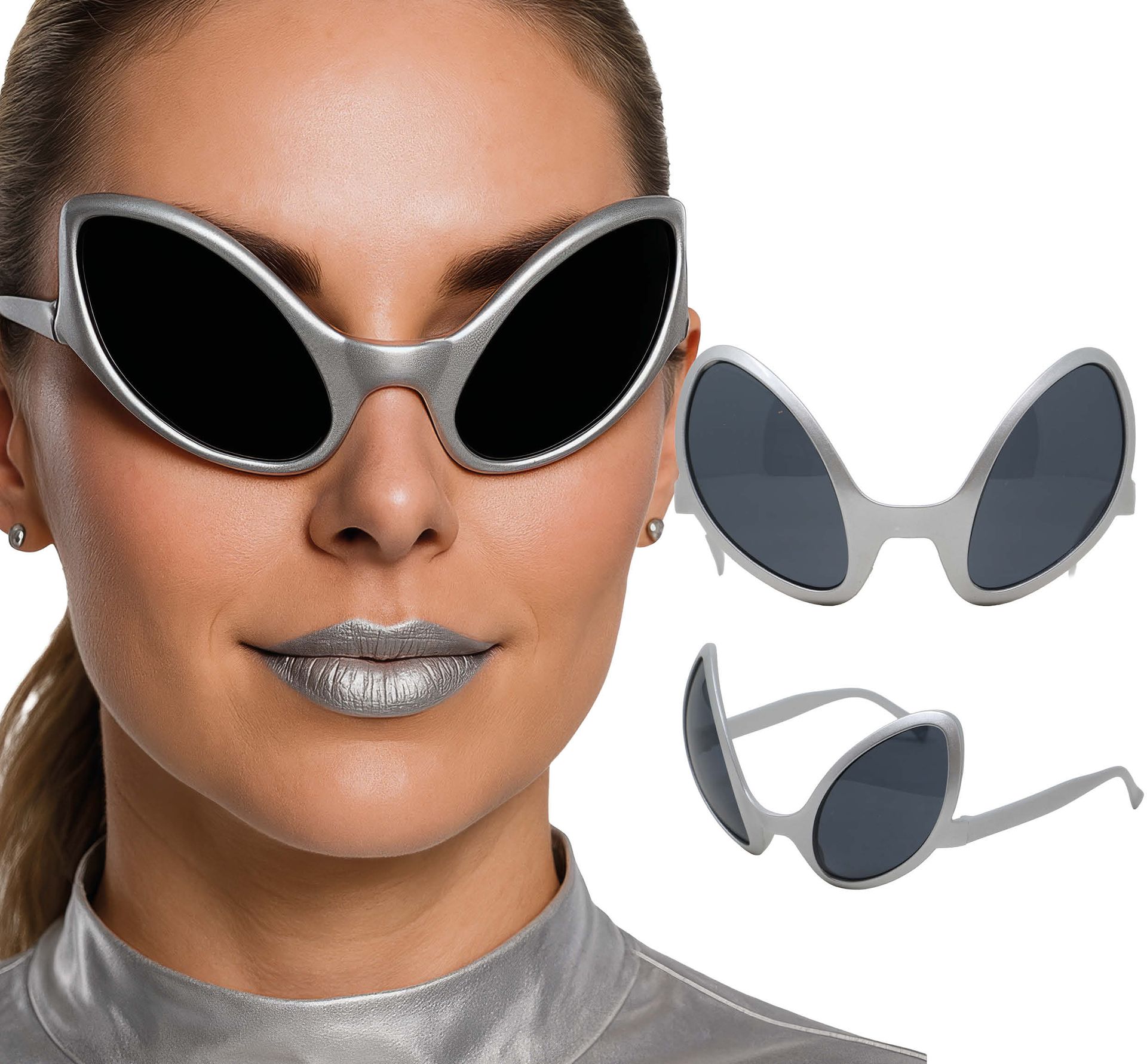 Zilveren Alien Bril Volwassenen