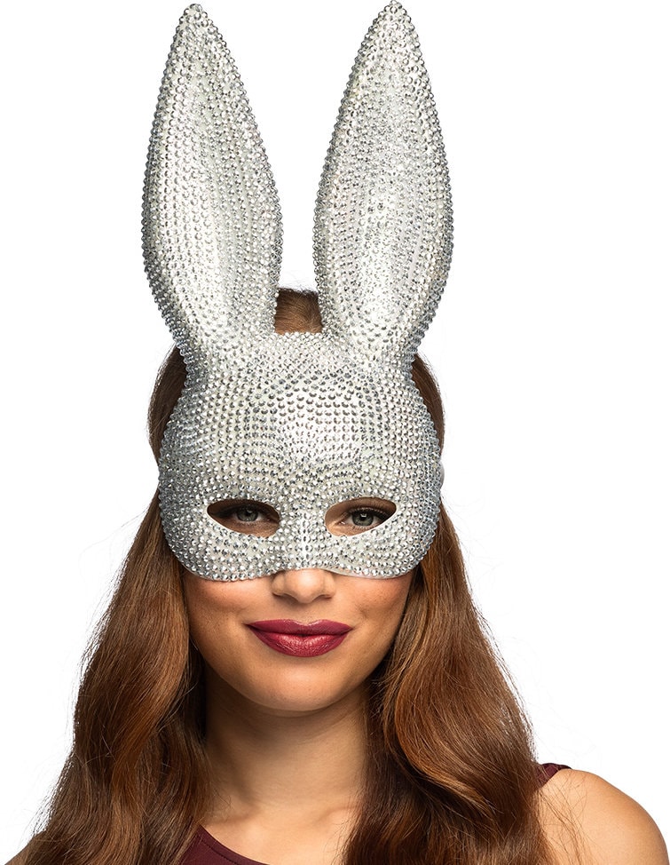 Zilveren Bunny Masker met Rijnsteen